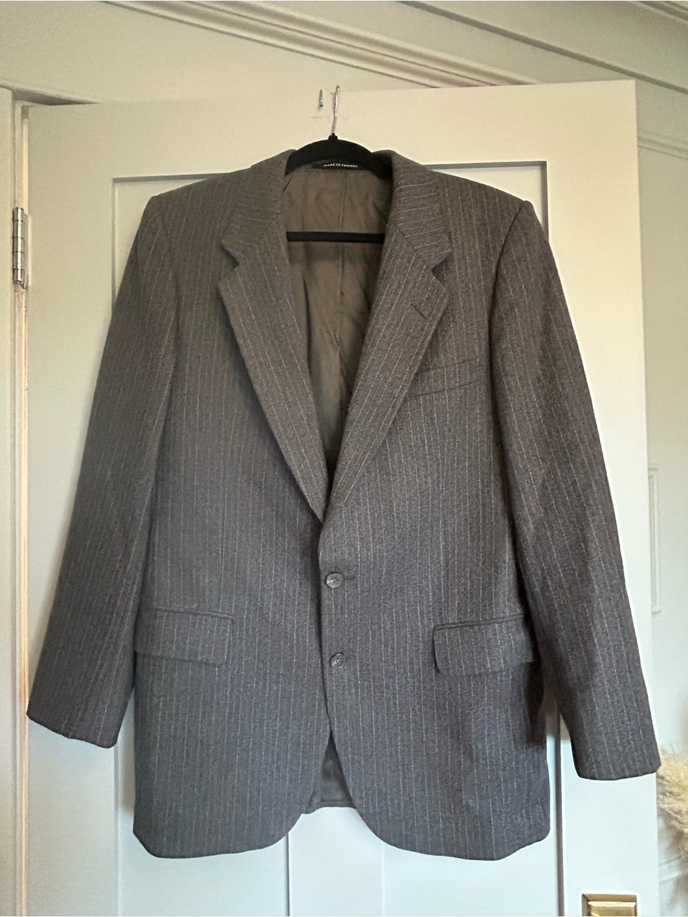 Vintage Yves Saint Laurent Grey Pinstripe Wool Blazer Sport Coat Made in France